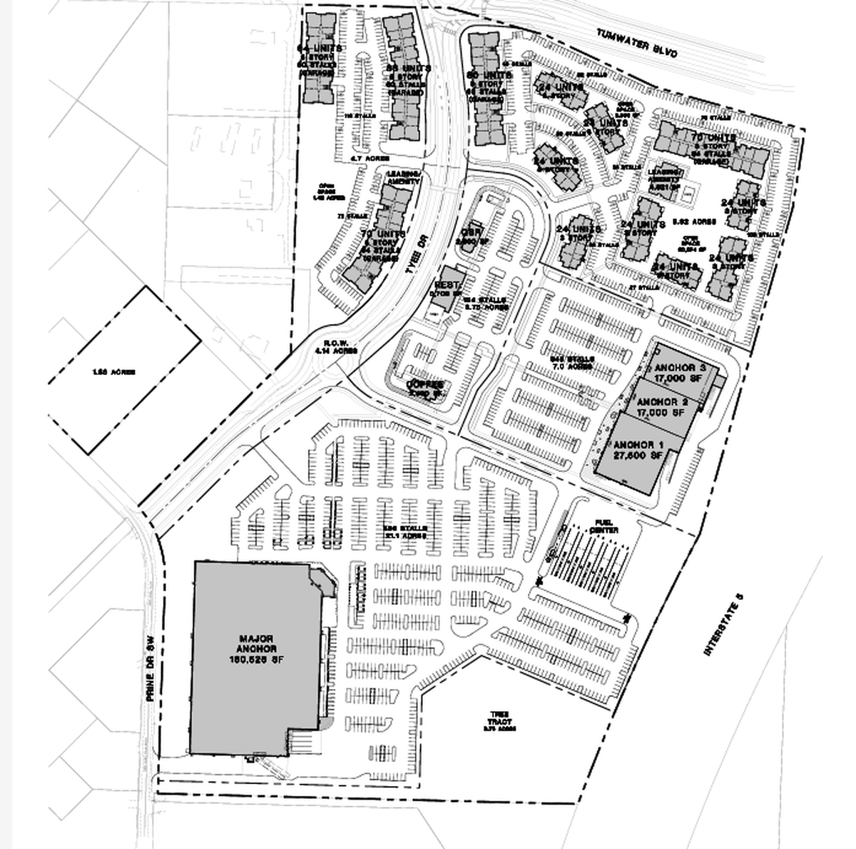 An image of the proposed Tumwater mixed-use site.
