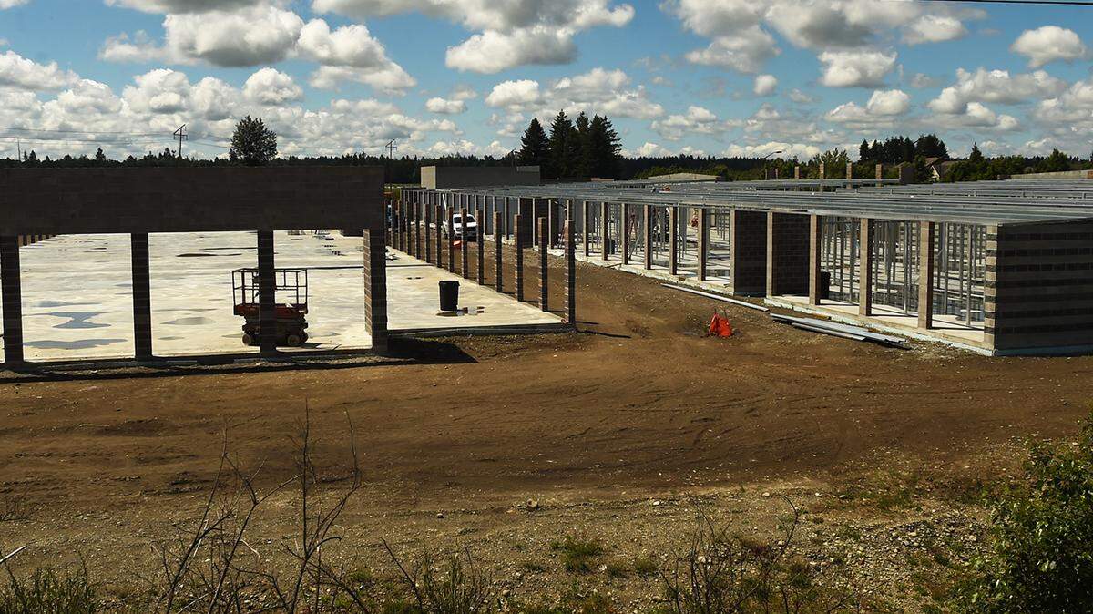 A new storage/retail space development is rising from the ground in Lacey near Horizon Pointe.