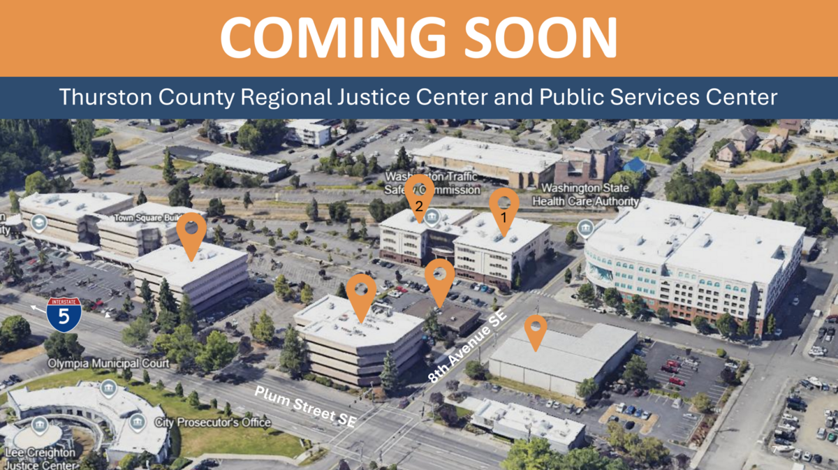 Thurston County bought a 7-acre campus with six buildings in October 2025 for $34.9 million. Two of the buildings, numbers 1 and 2, will eventually house the county’s court operations.