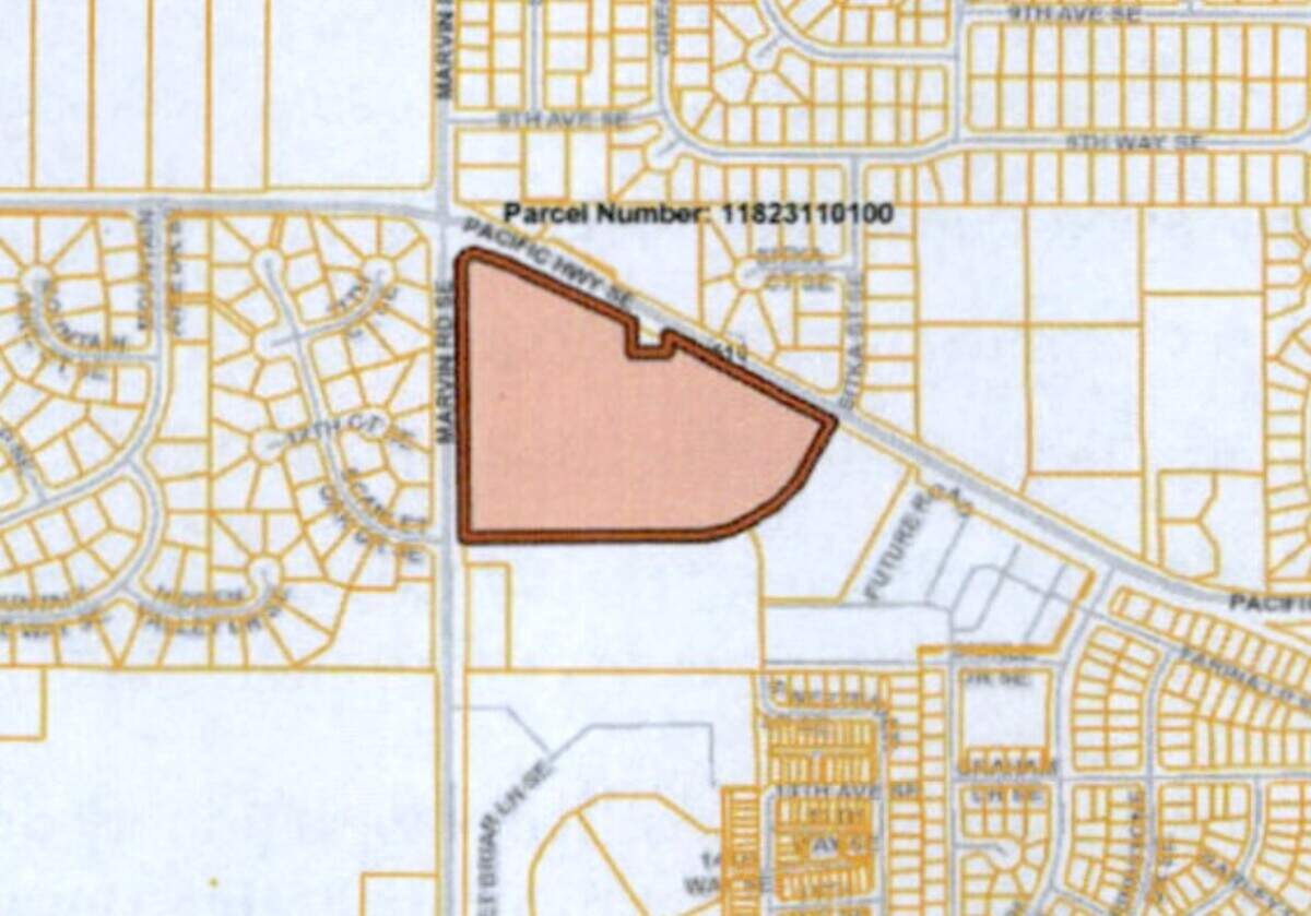 The location of the multifamily proposal at Pacific Highway and Marvin Road Southeast.