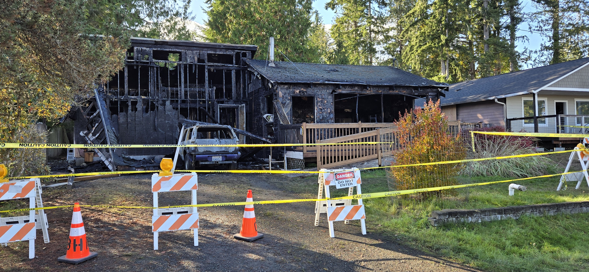 The aftermath of a Saturday evening blaze near Carlyon Beach in Thurston County.