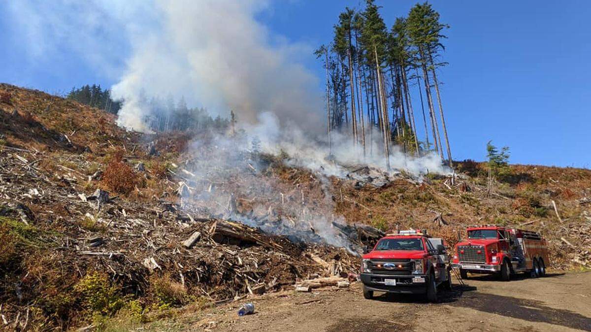 What started out as a fire in a slash pile became unstable after winds picked up and carried the flames up the hillside of Rock Candy Mountain Tuesday, Aug. 16.