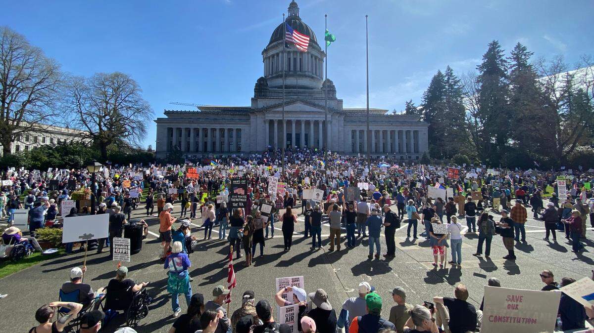 Capitol Campus security estimated the crowd at about 5,000 for an April 2025 rally. Protests have been frequent recently with the end of the legislative session and a wave of nationally-coordinated events.