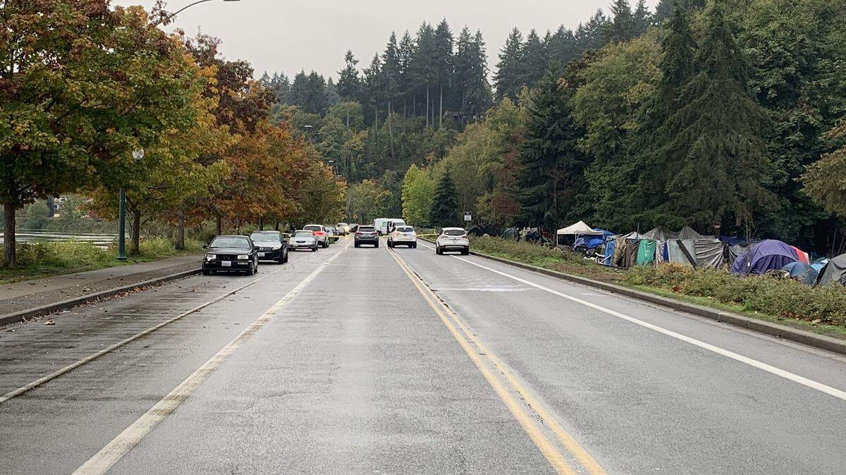 A portion of Deschutes Parkway was closed Oct. 15 following a shooting investigation near a homeless encampment.