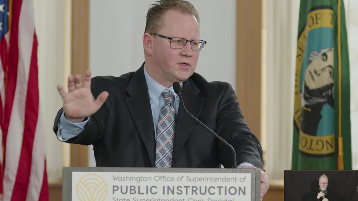 Washington State Superintendent of Public Instruction Chris Reykdal was reelected in November and conducted a news conference on Thursday about how his office plans to deal with a second Trump administration.