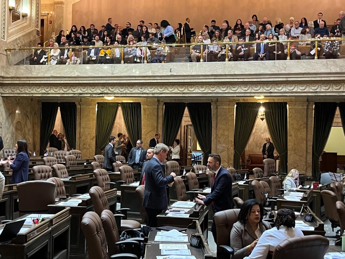 The Washington state House of Representatives readies for opening ceremonies of the 2025 legislative session on Monday.