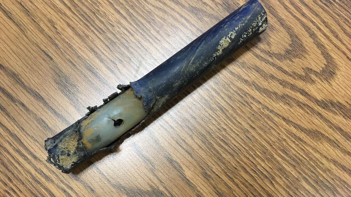 The culprit: A section of the damaged power line was shown to Thurston County Commissioners before they approved an emergency resolution Tuesday. The resolution will allow the county to waive the competitive bidding process so that they can hire someone soon to fix the power problem.