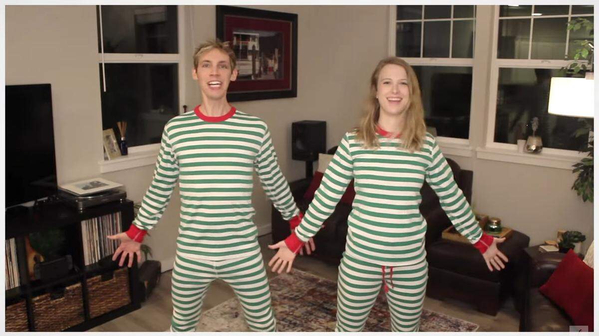 Derik Nelson and his fiancee, Camille Moore, dance in their Olympia living room in a screenshot from Nelson’s new video, “Dancing in the Living Room.”
