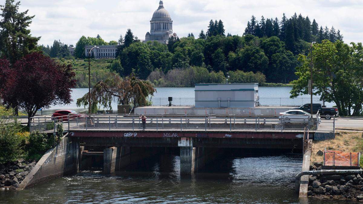 The Fifth Avenue dam creates Capitol Lake in Olympia at the mouth of the Deschutes River. Federal money granted to the Squaxin Island Tribe will be used to remove the dam and restore the Deschutes Estuary.