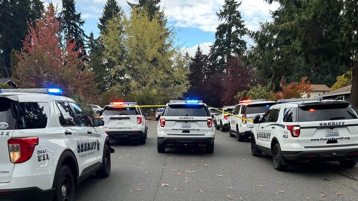 A Pierce County deputy shot and injured a domestic violence suspect after gunfire from a Puyallup home near 106th Avenue Court East; suspect hospitalized.
