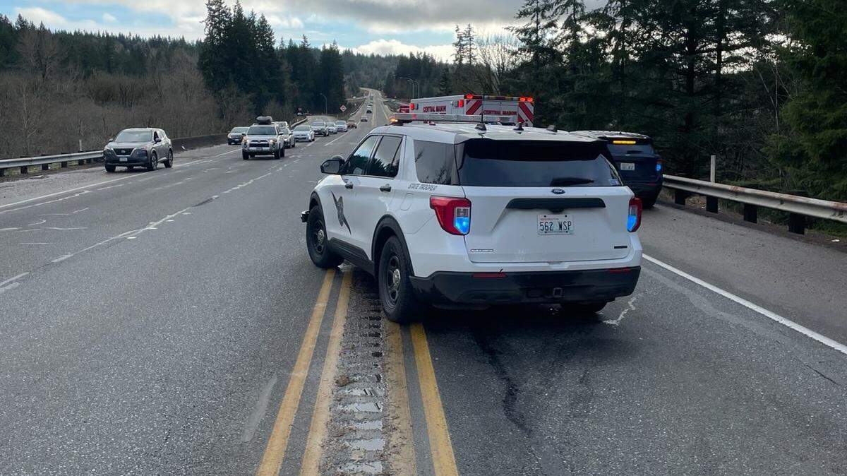 A 31-year-old Shelton man was airlifted to Harborview after being struck while crossing northbound Highway 101 at Shelton-Matlock Road Friday afternoon