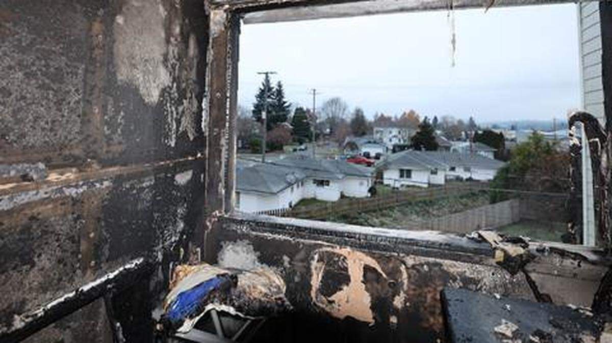 Apartment units in a Centralia building on the 300 block of West Pine Street suffered fire damage Wednesday. At least three families were unable to return to their units after fire crews put out the blaze.