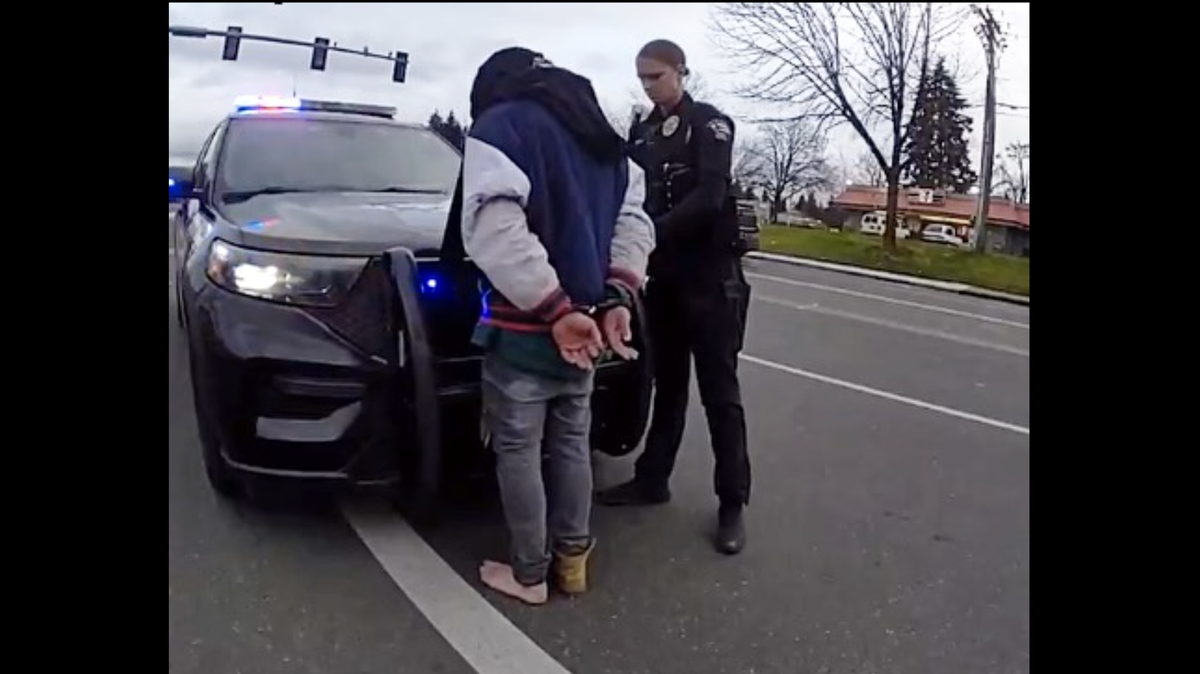 Lacey police arrested a 25-year-old man Monday on suspicion of assaulting a fast-food worker in a women’s restroom on Feb. 28, 2025. The Lacey Police Department shared a photo of the arrest on Facebook.
