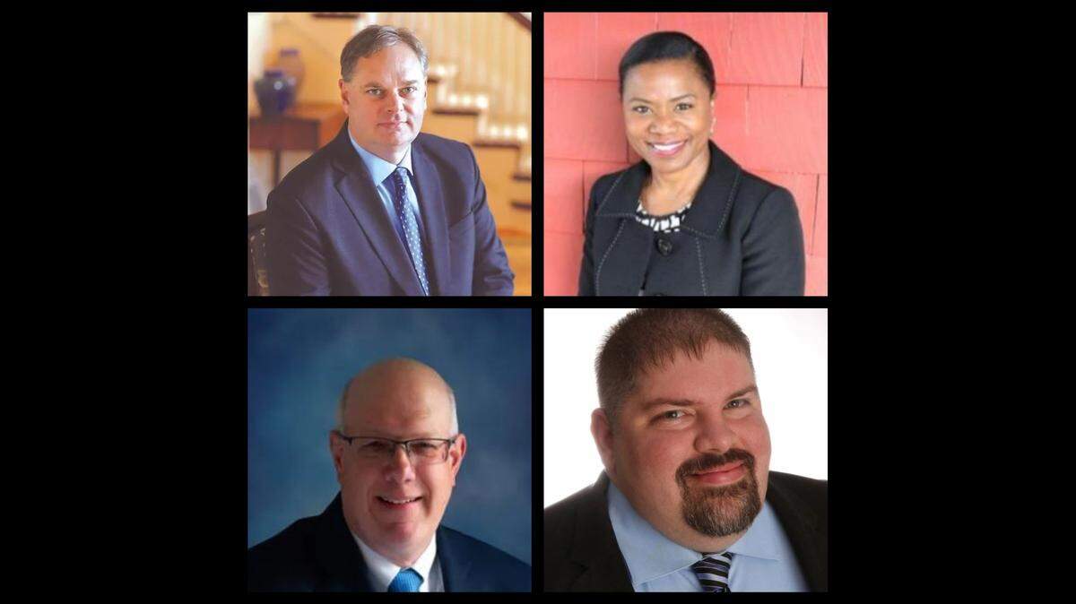Candidates for Thurston County Superior Court Position 8, clockwise starting in the upper left: Scott Ahlf, Sharonda D. Amamilo, Jonathan A. Sprouffske, and David M. Hankins.