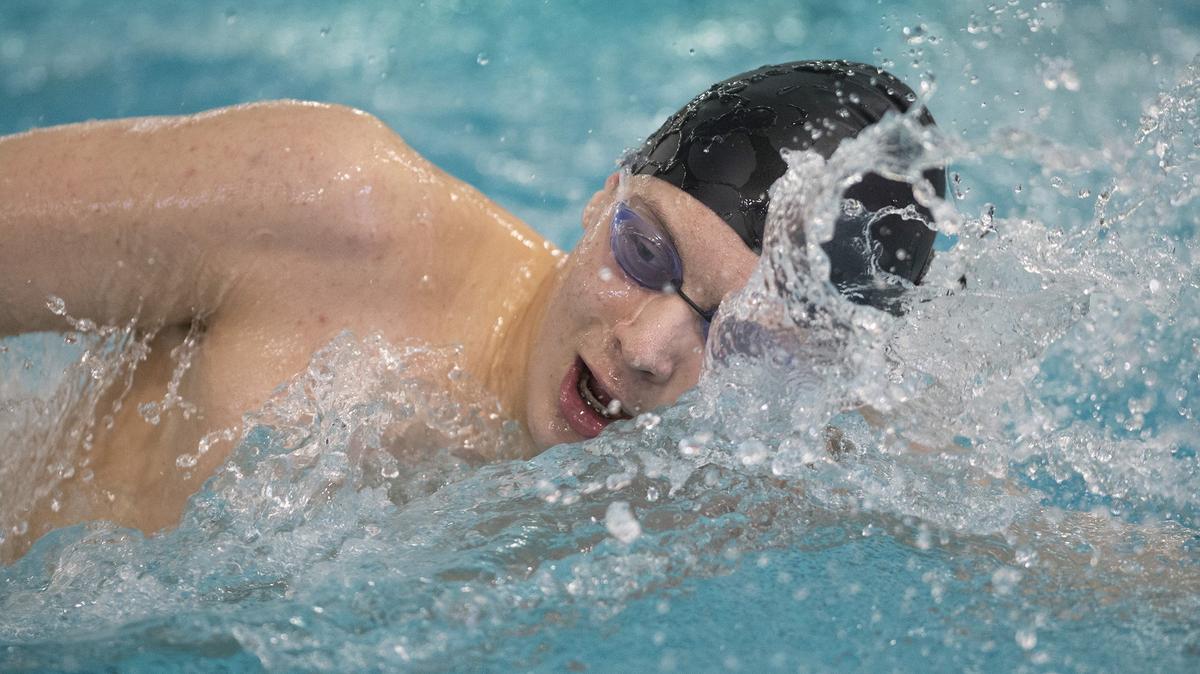 Olympia freshman Tony Polomarev during boys swim practice at The Evergreen State College pool in Olympia on Friday, Jan. 4, 2019.
