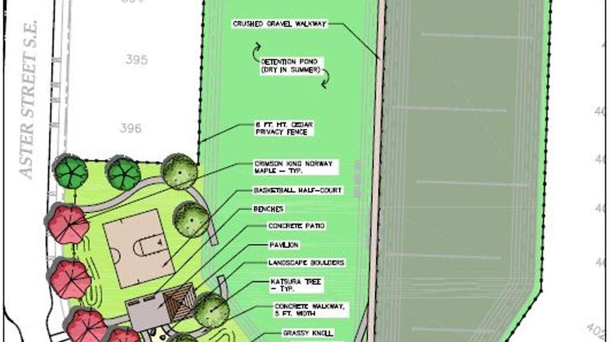 A draft of how a park would be laid out in the recently purchased land in the Tumwater Reserve