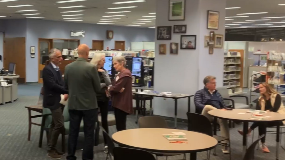 They partied at the Olympia library branch, with pizza, snacks and the voters’ guide