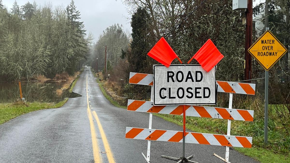 Water has begun to recede off Lemon Road in Thurston County as the heavy rains subsided Wednesday morning.