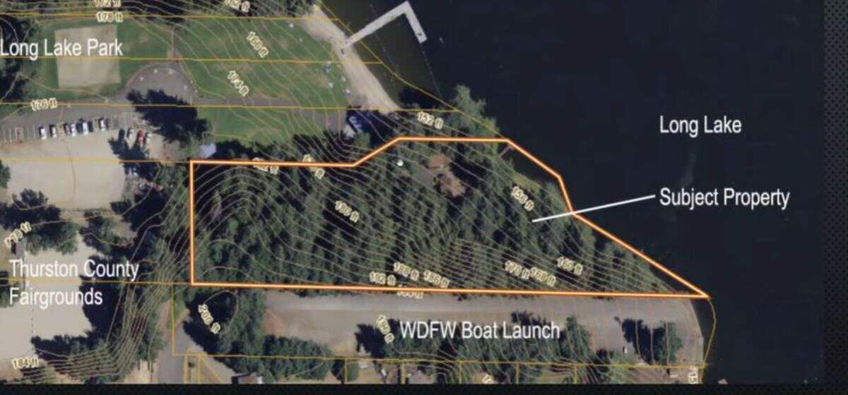 The Long Lake property purchase that Lacey City Council approved Thursday night is shown here between Long Lake Park and a boat launch.