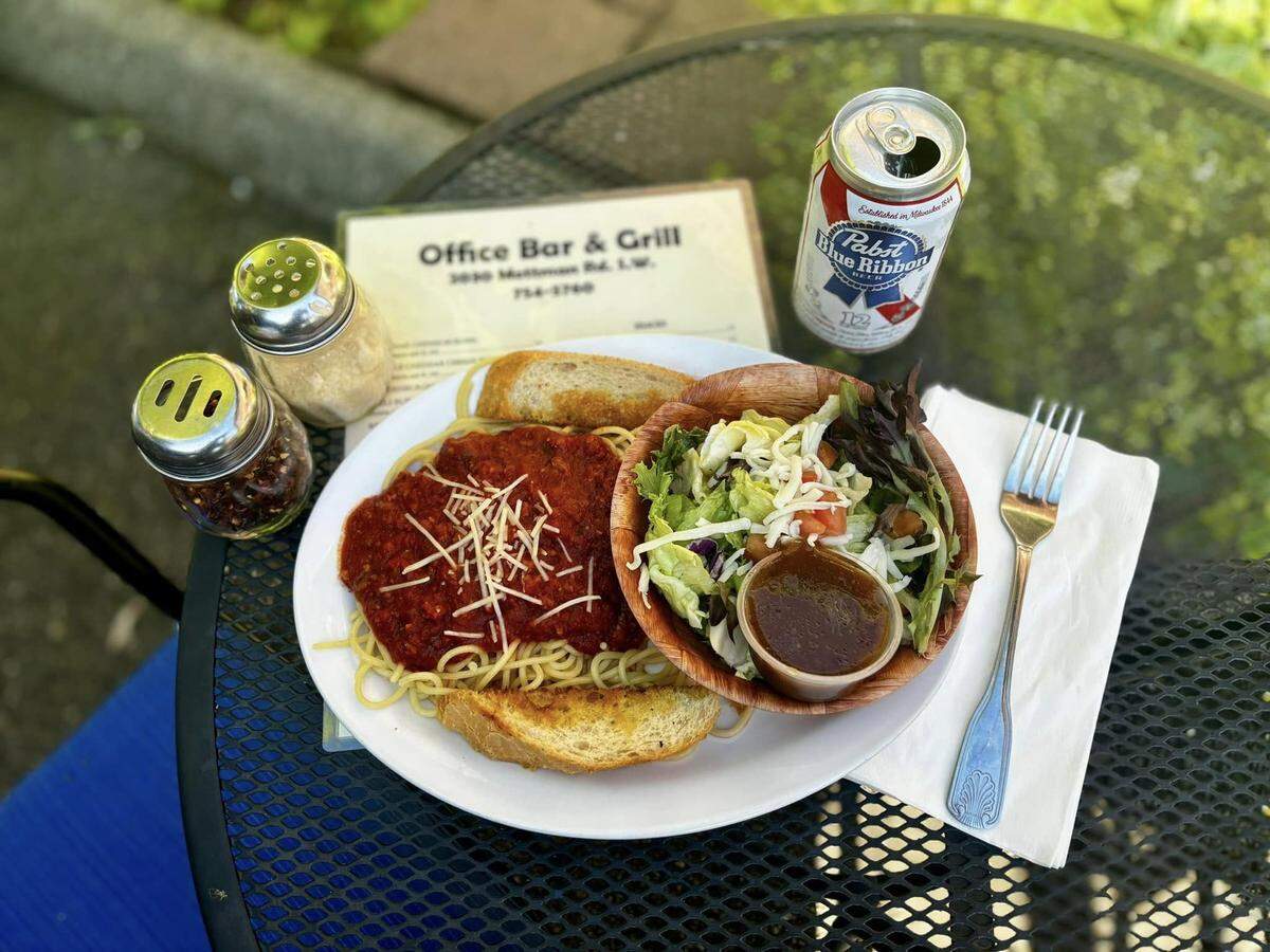 An image of The Office Tavern’s Sunday spaghetti special.
