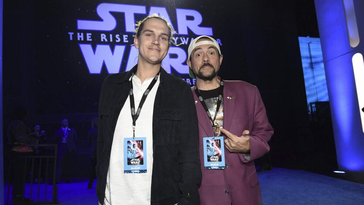 Jason Mewes, left, and Kevin Smith arrive at the world premiere of “Star Wars: The Rise of Skywalker” Dec. 16 in Los Angeles. Smith is coming to Olympia in January as part of his roadshow to meet fans and screen the “Jay and Silent Bob Reboot.”