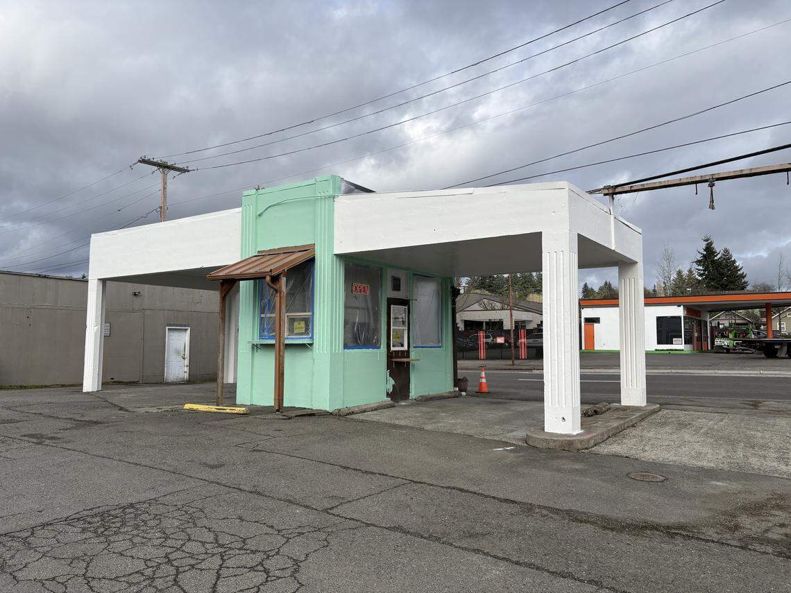 Coming soon to this site in downtown Olympia at Fourth Avenue East and Plum Street: Ember Goods at the Filling Station.