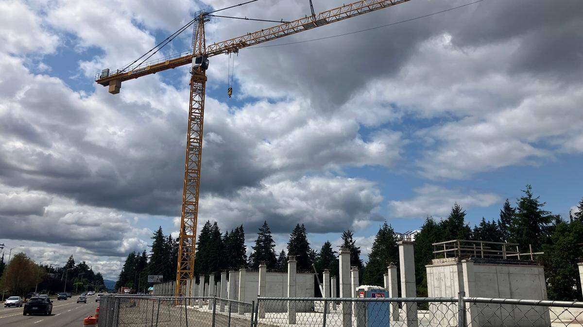 This mixed-use development project on Martin Way has stopped and the crane is leaving soon, according to the city of Lacey.