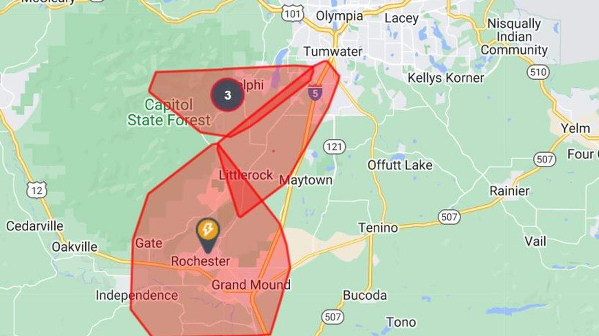 Thousands were without power Friday morning in the Tumwater and Rochester areas due to an equipment failure.