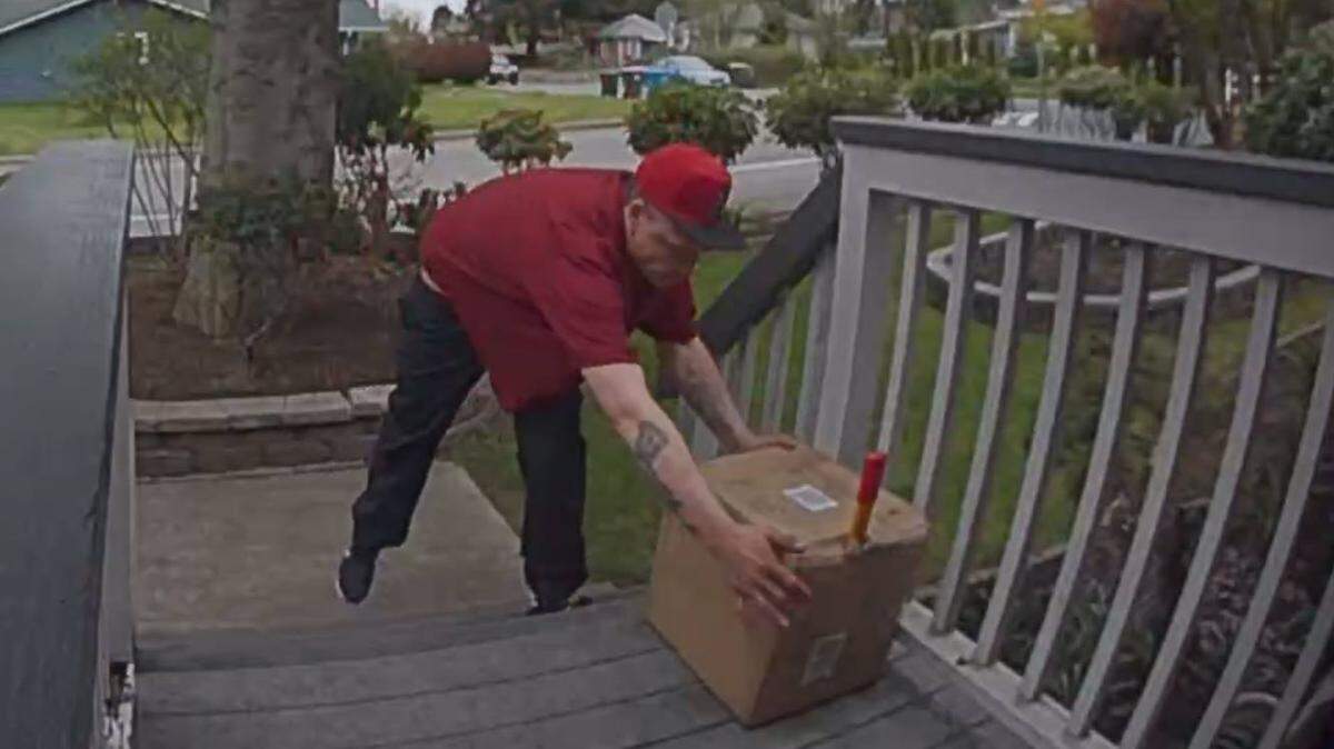 Tumwater police are asking for the public’s help in identifying and locating a man who allegedly stole a package off the porch of a residence.
