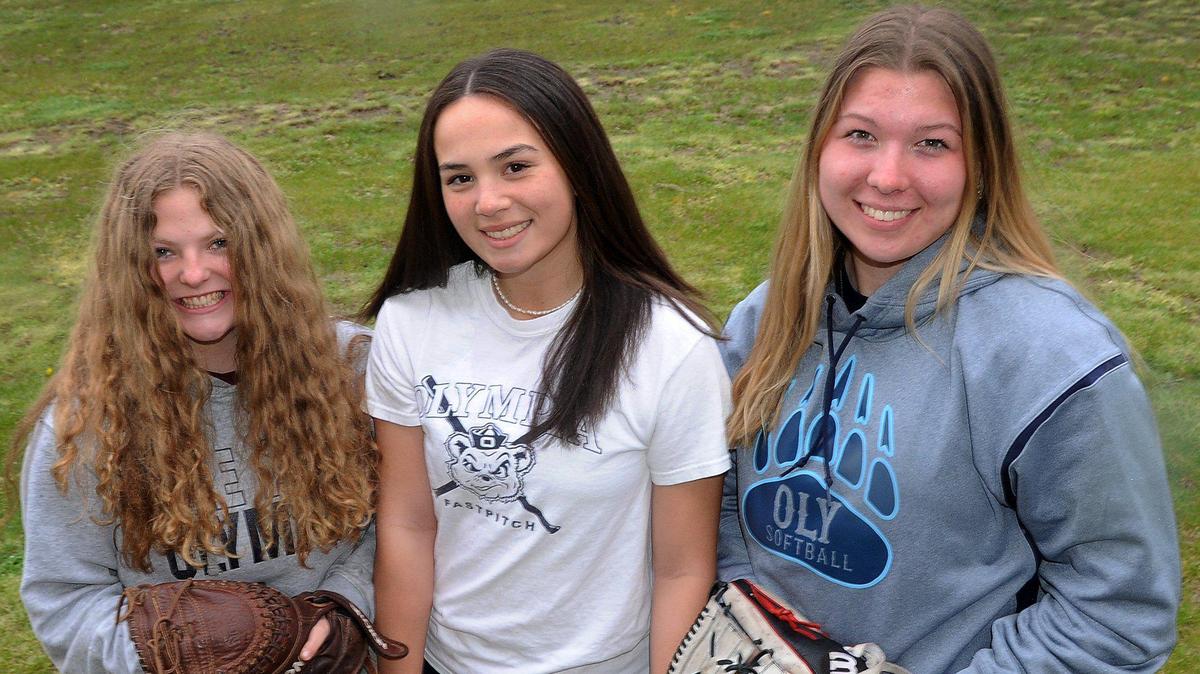 Olympia High School softball players Laila Smith, Ava Bautista & Sami Potvin (L-R) have helped the Bears get off to a fast start this season.