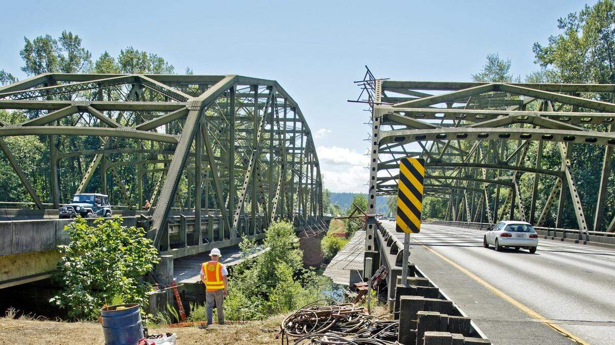 The Interstate 5 bridges over the Nisqually River serve as a dam that causes problems for the estuary and its fish.