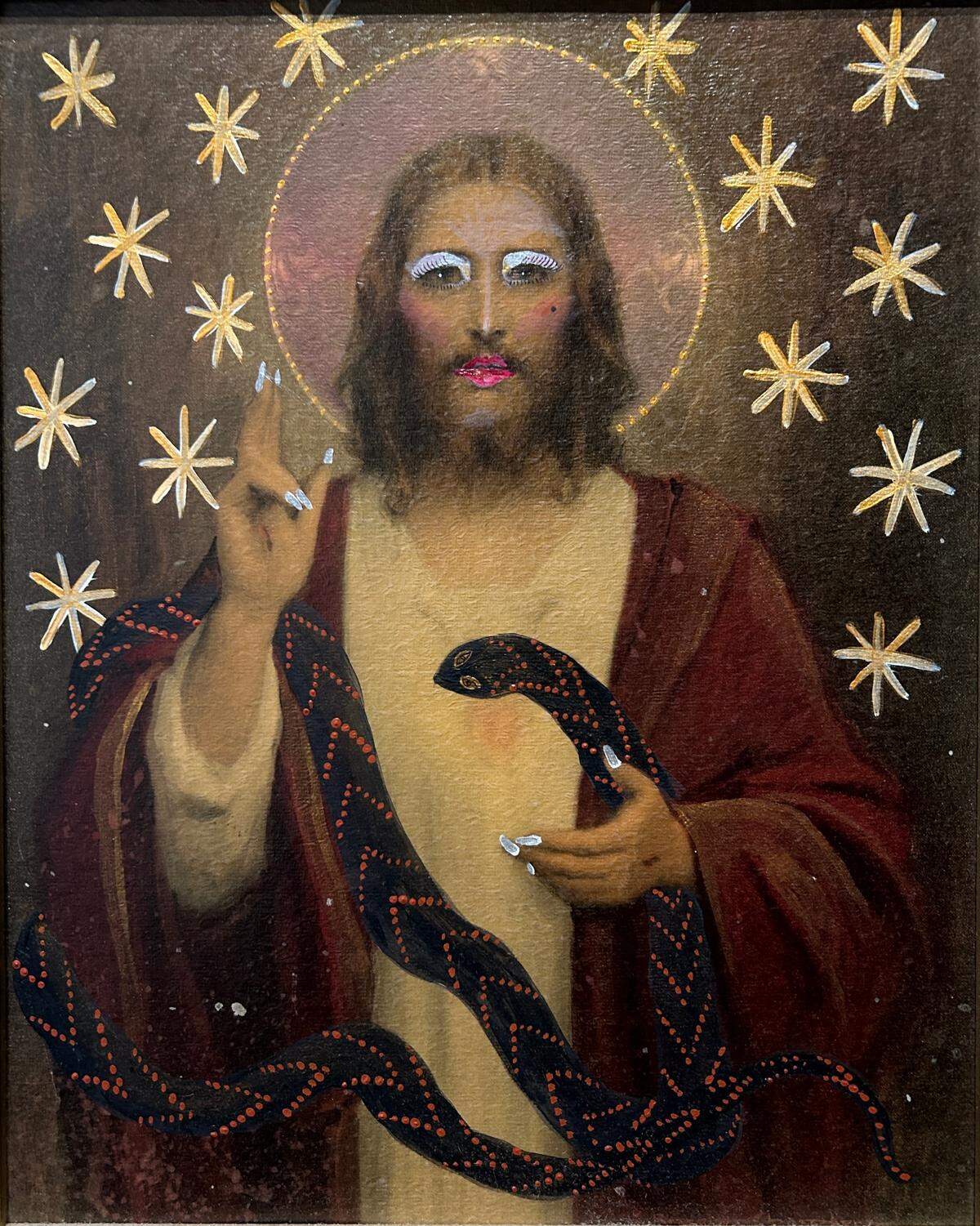 Ollie Trechsel created this mixed media piece called Drag Jesus, now on display at SPSCC.