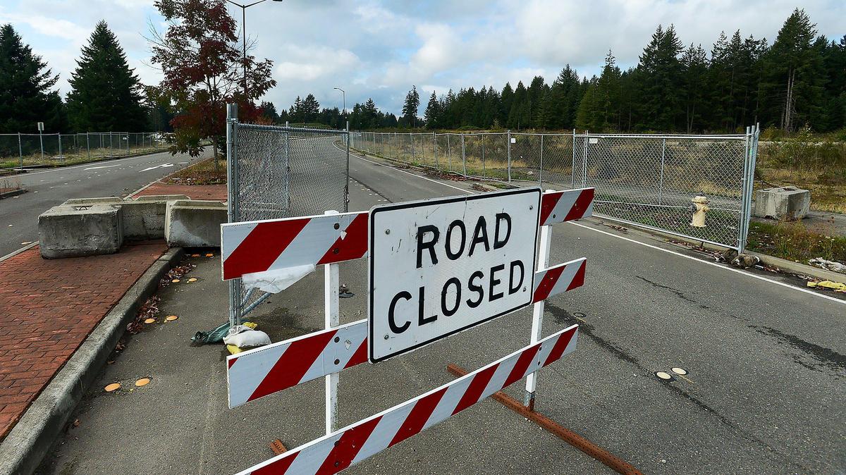 The unfinished Main Street road heads in the direction of land owned by the Nisqually tribe. They now intend to build a village and resort on the property.