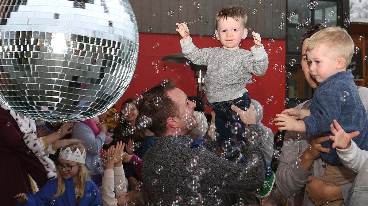 Bubbles and a disco ball set the stage for Noon Year’s Eve at the Hands On Children’s Museum in Olympia.