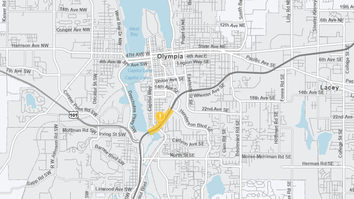 Work crews plan to close the right lane of Interstate 5 between Henderson Boulevard and U.S. 101 in Olympia on Thursday.