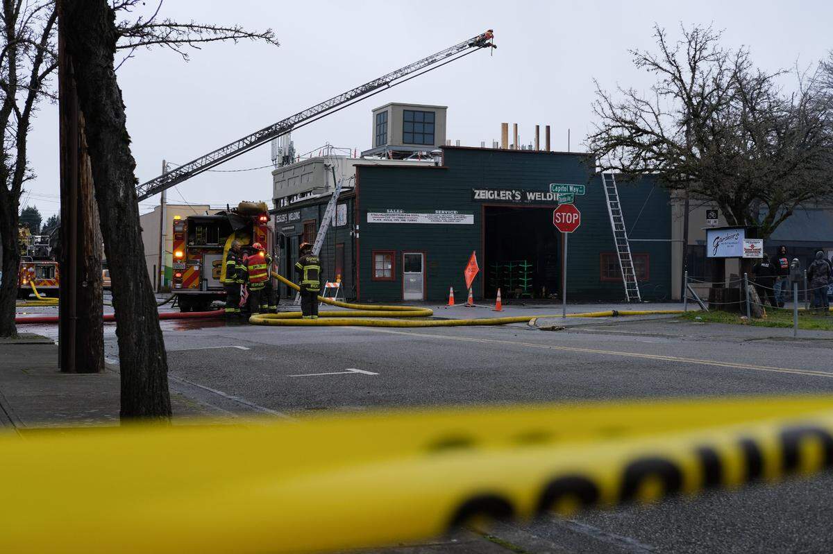Ziegler’s Welding at 322 Capitol Way North, Olympia was among the five buildings damaged by a large fire that destroyed a nearby apartment building on Wednesday, Dec. 15, 2021.