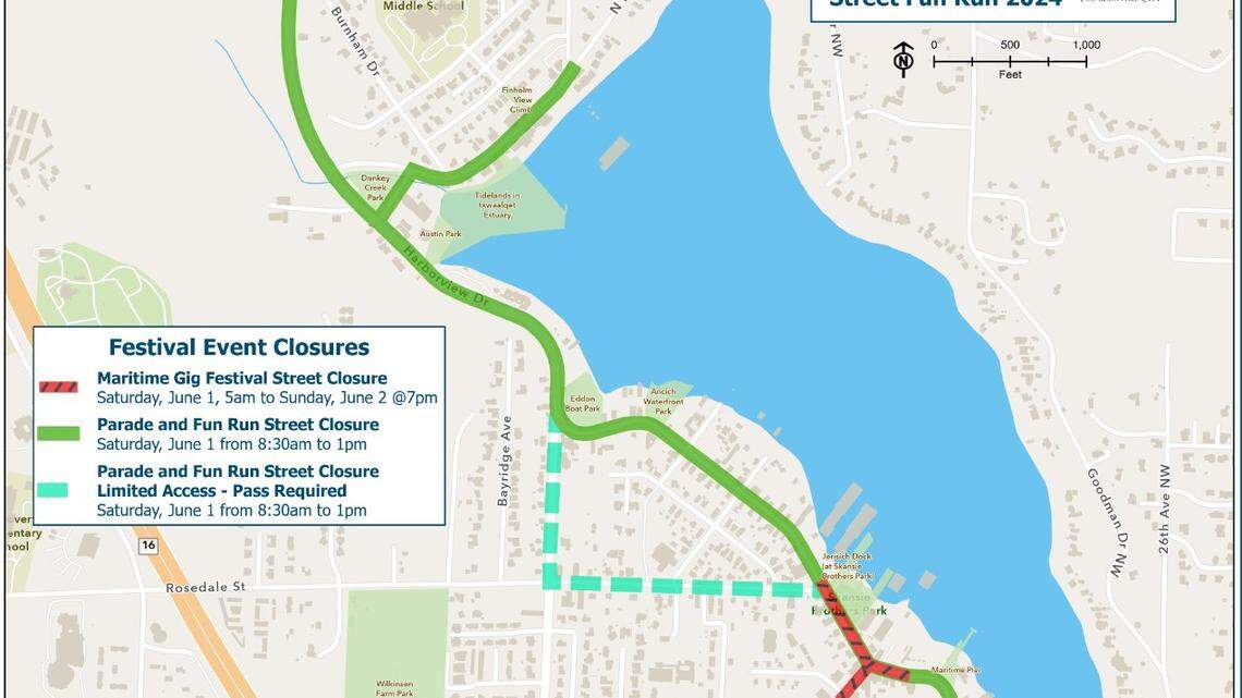 The Gig Harbor Maritime Parade route.