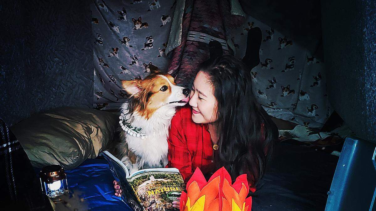 Allison Lu and Hamish get ready for the Great Washington Camp-In.