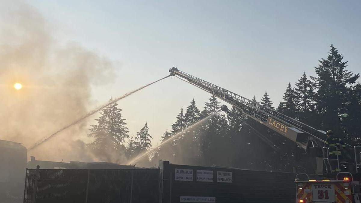 Fire crews battled a blaze in the area of Martin Way and Carpenter Road Saturday night.