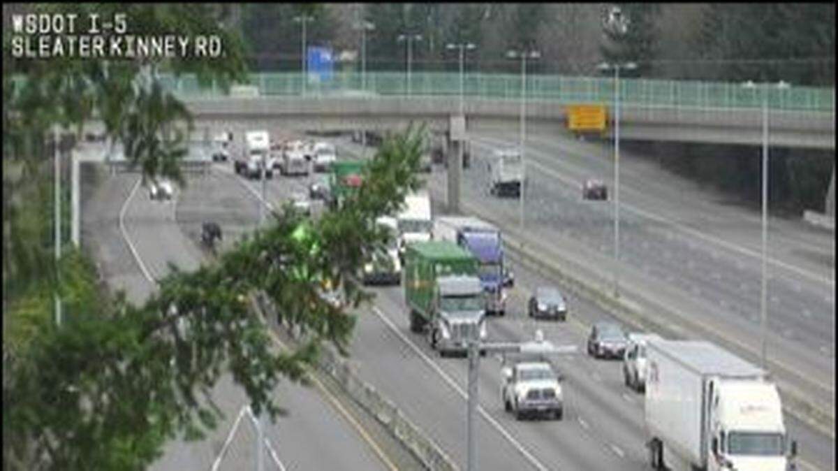A crash caused backups Wednesday morning on northbound I-5 near the Olympia-Lacey line.
