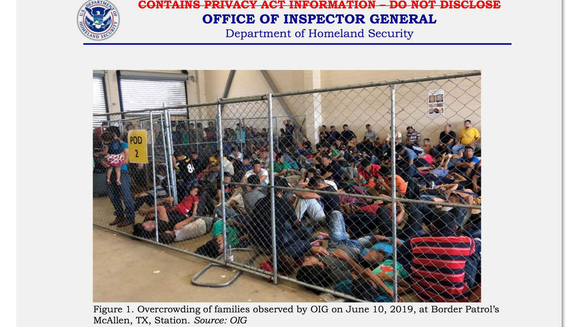 An undated image provided by the Department of Homeland Security shows a page from the Office of Inspector General’s report about border detention centers. Overcrowded, squalid conditions are more widespread at migrant centers along the southern border than initially revealed, the Department of Homeland Securitys independent watchdog said on July 2, 2019. The report describes standing-room-only cells, children without showers and hot meals, and detainees clamoring desperately for release.