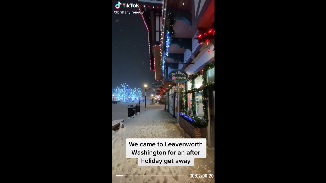 Brittany Clark-Hargraves documented her stay at Leavenworth, Washington, on TikTok when the town saw record-breaking snowfall from Jan. 5 to Jan. 7, 2022. The storm dumped about 48 inches of snow across the town within 48 hours.