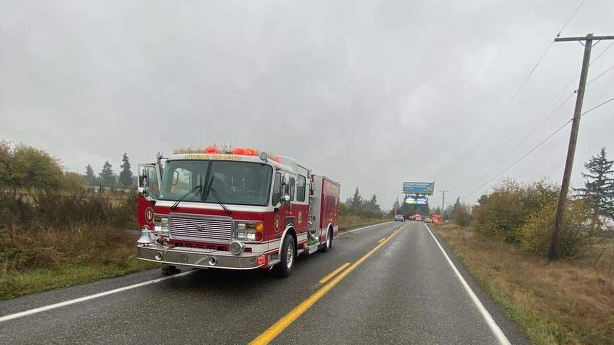 Case Road Southwest near Grand Mound was closed Monday morning after a woman drifted over the center line and struck another car. She died at the scene. 