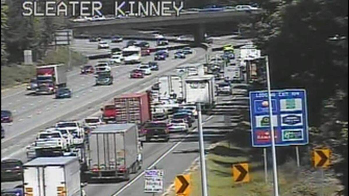 Traffic on Interstate 5 near Olympia on Friday.
