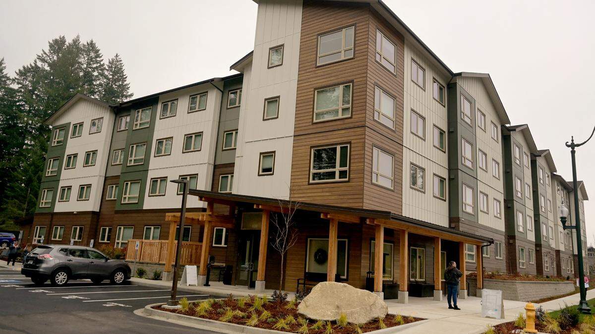 A grand opening and ribbon cutting for the Family Support Center of South Sound’s new 62-unit apartment building named The Landing was held in west Olympia on Wednesday, Nov. 29, 2023. It is located at 620 Fieldstone Drive SW, just across the street from the Family Support Center of South Sound campus.