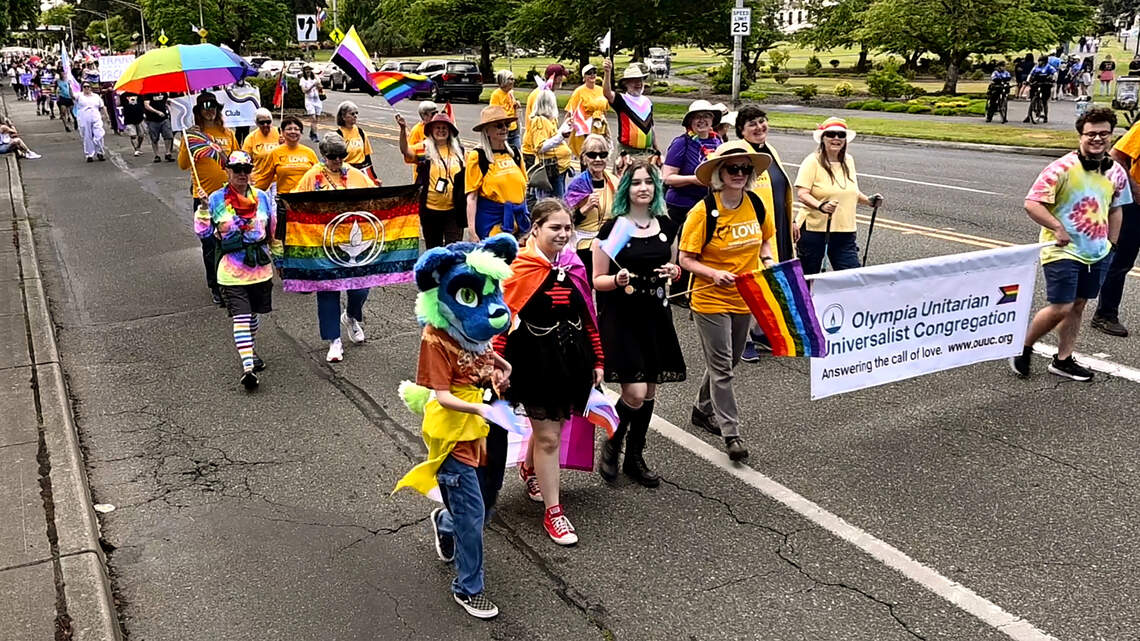 ‘Everyone is welcome.’ Capital City Pride Parade brings hundreds to downtown Olympia