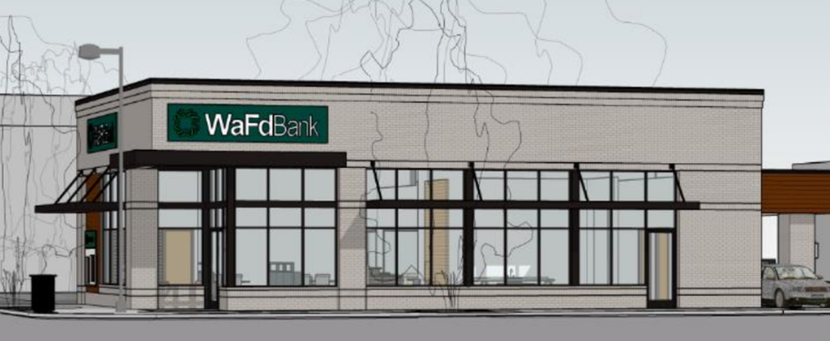 A color rendering of the proposed bank branch.
