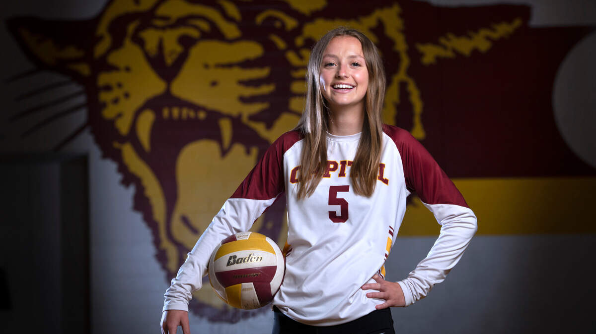Capital senior Madison Nichols is The Olympian’s All-Area Volleyball Player of the Year. She is shown at Capital High School in Olympia, Washington, on Friday, April 30, 2021.