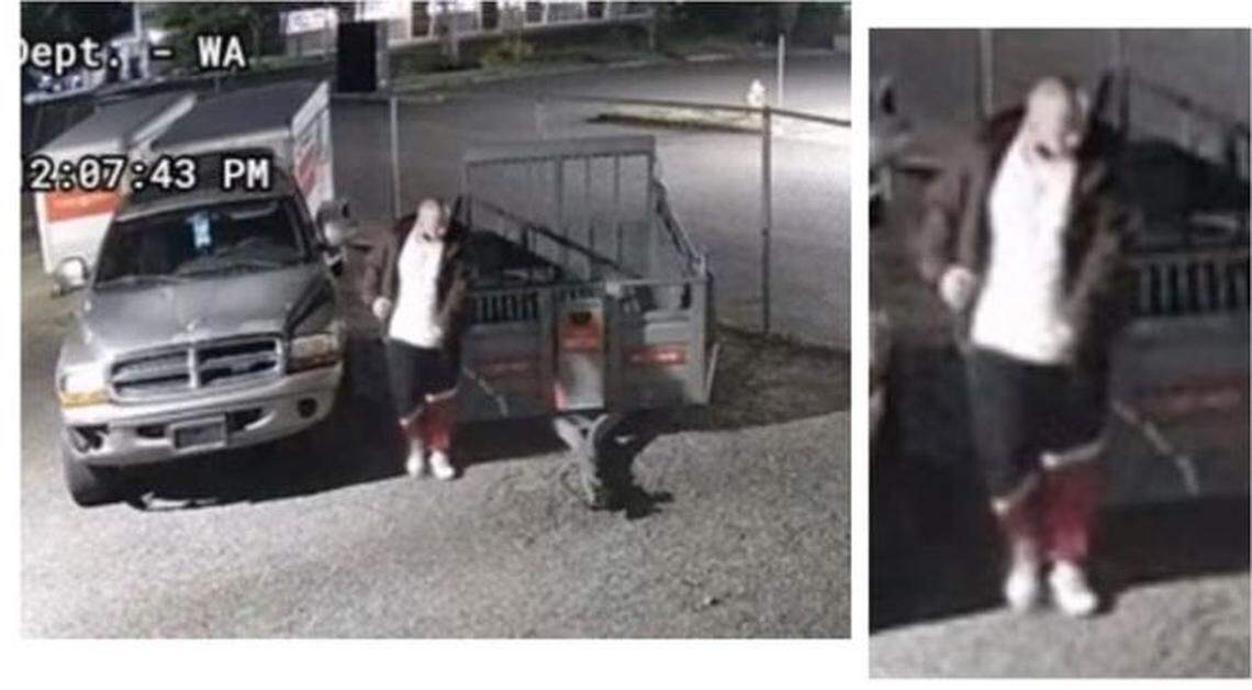 Lacey police are looking for man accused of stealing from storage unit.