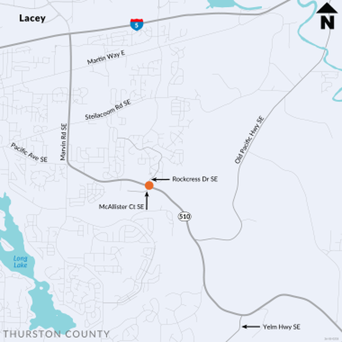 A map shows the future location of a single-lane roundabout at state Route 510 and Rockress Drive Southeast.
